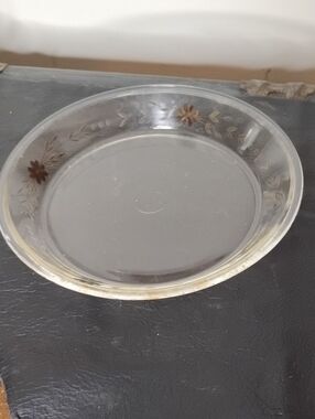Pyrex Clear Glass Serving Plate with Floral Etching
